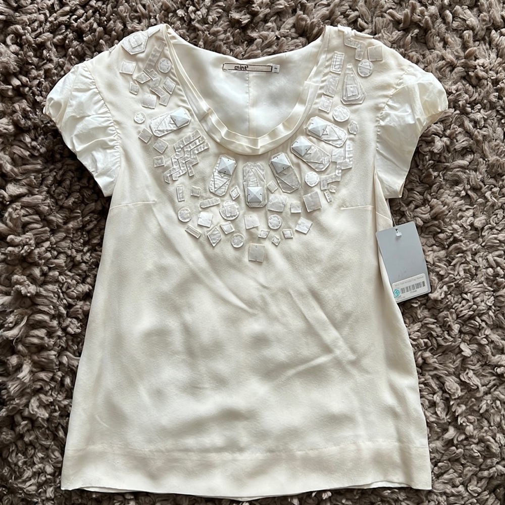 Mint by Jodi Arnold Ivory Silk Top Size 2